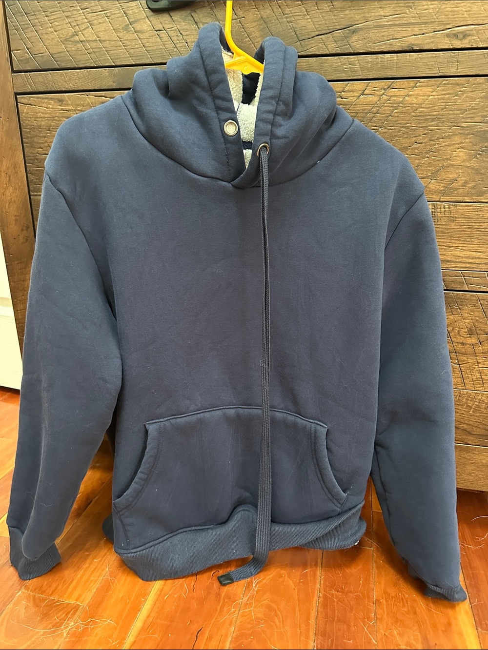 Kids Navy Blue Hooded Fleece Jacket